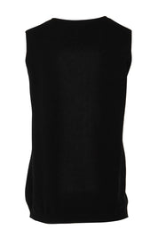 Product shot of the Vicky Side Split Knit Vest in colour Black (Black), from the back