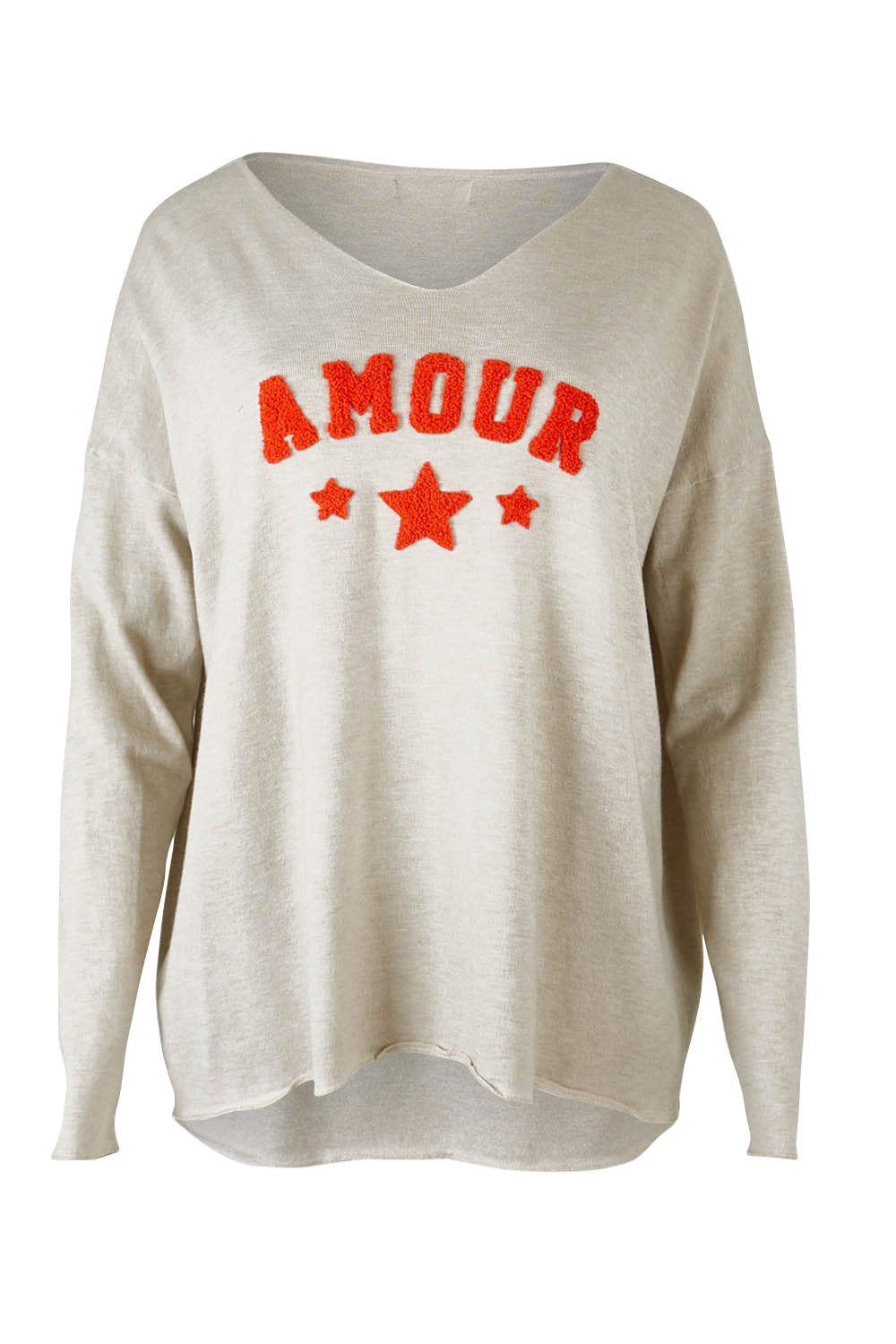 Product shot of the Amour Knit in colour Natural, from the front