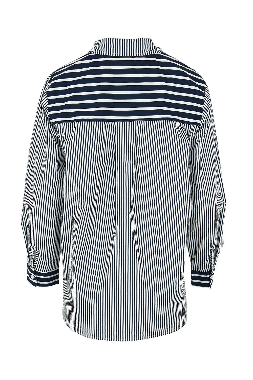 Product shot of the Anna Stripe Shirt in colour Navy (Blue), from the back