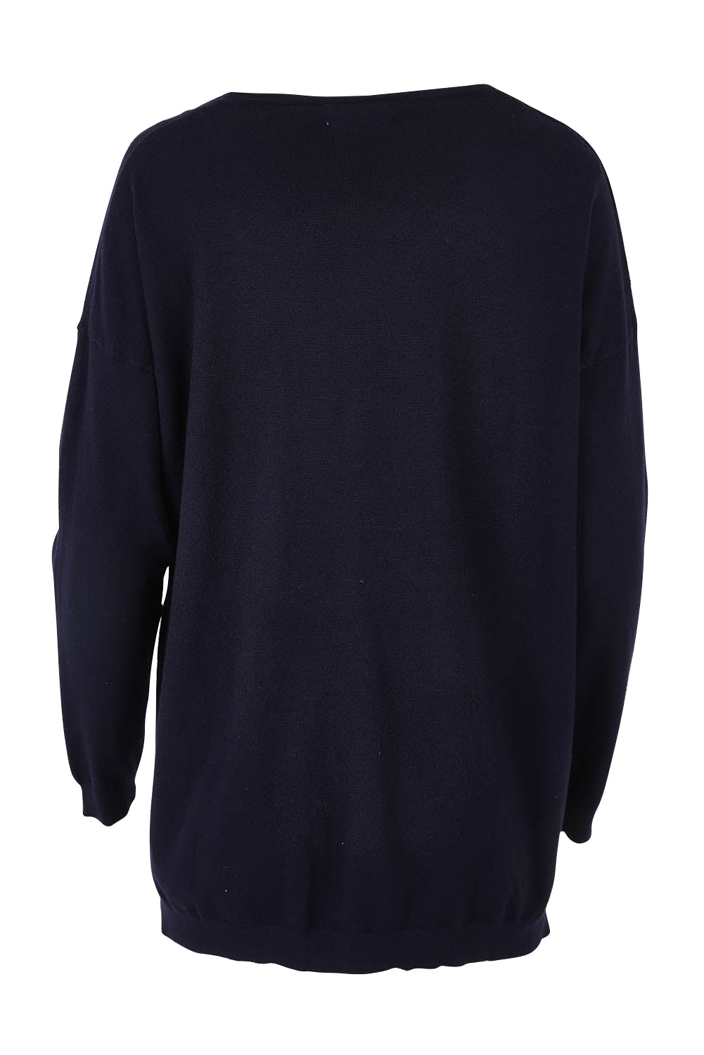 Product shot of the Cest La Vie Knit in colour Navy (Blue), from the back