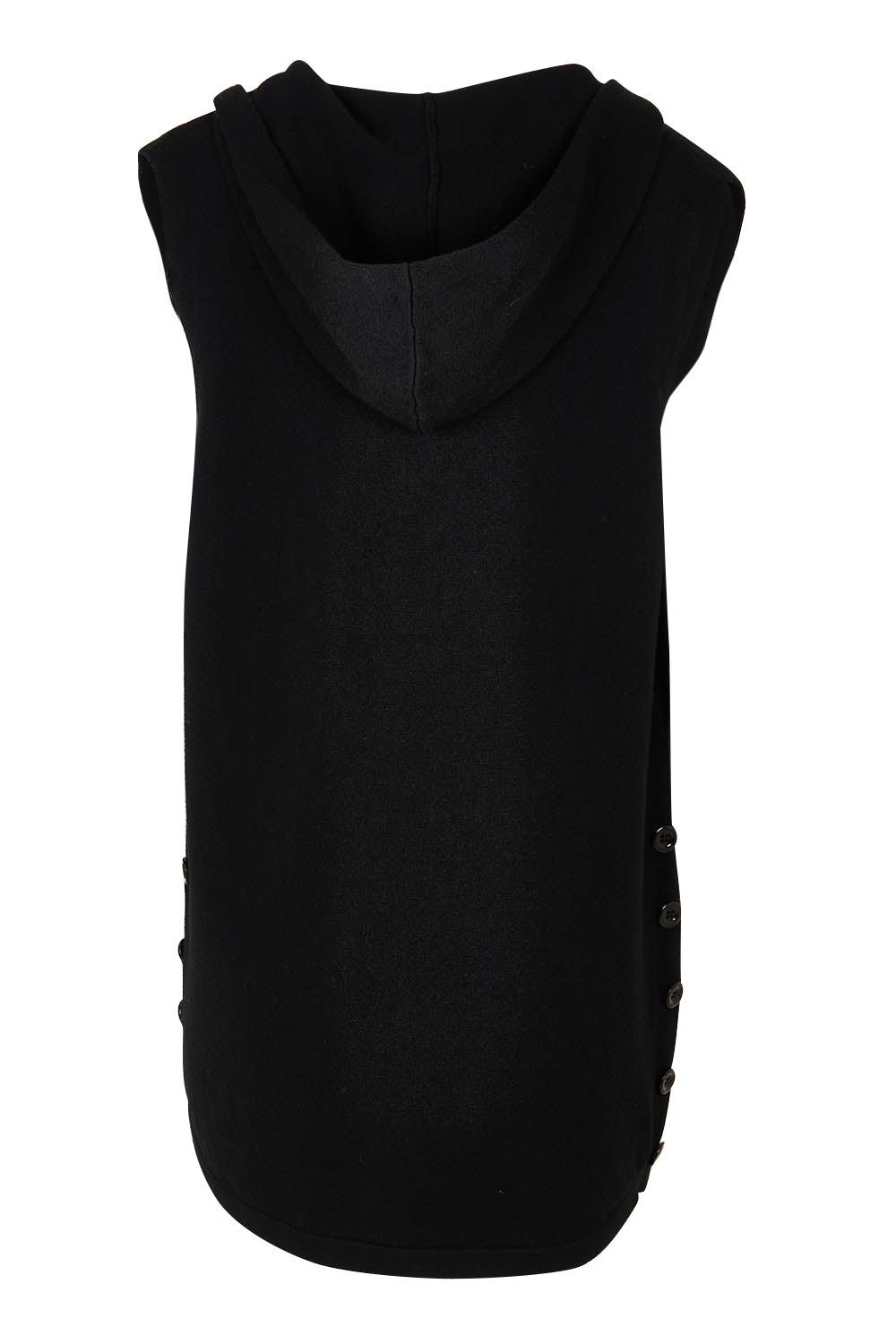 Product shot of the Ollie Side Button Knit Vest in colour Black (Black), from the back