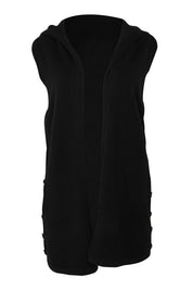 Product shot of the Ollie Side Button Knit Vest in colour Black (Black), from the front