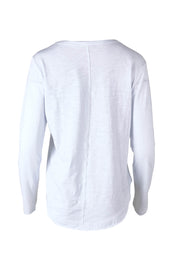 Product shot of the Les Copines L/S Tin colourShirt - White (White), from the back