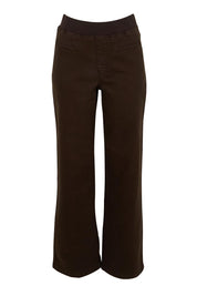 Product shot of the Maddy Wide Leg Jean in colour Chocolate, from the front
