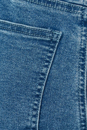 Product shot of the Maddy Wide Leg Jean in colour Denim (Blue), detail