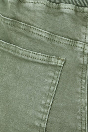 Product shot of the Maddy Wide Leg Jean in colour Khaki (Green), detail