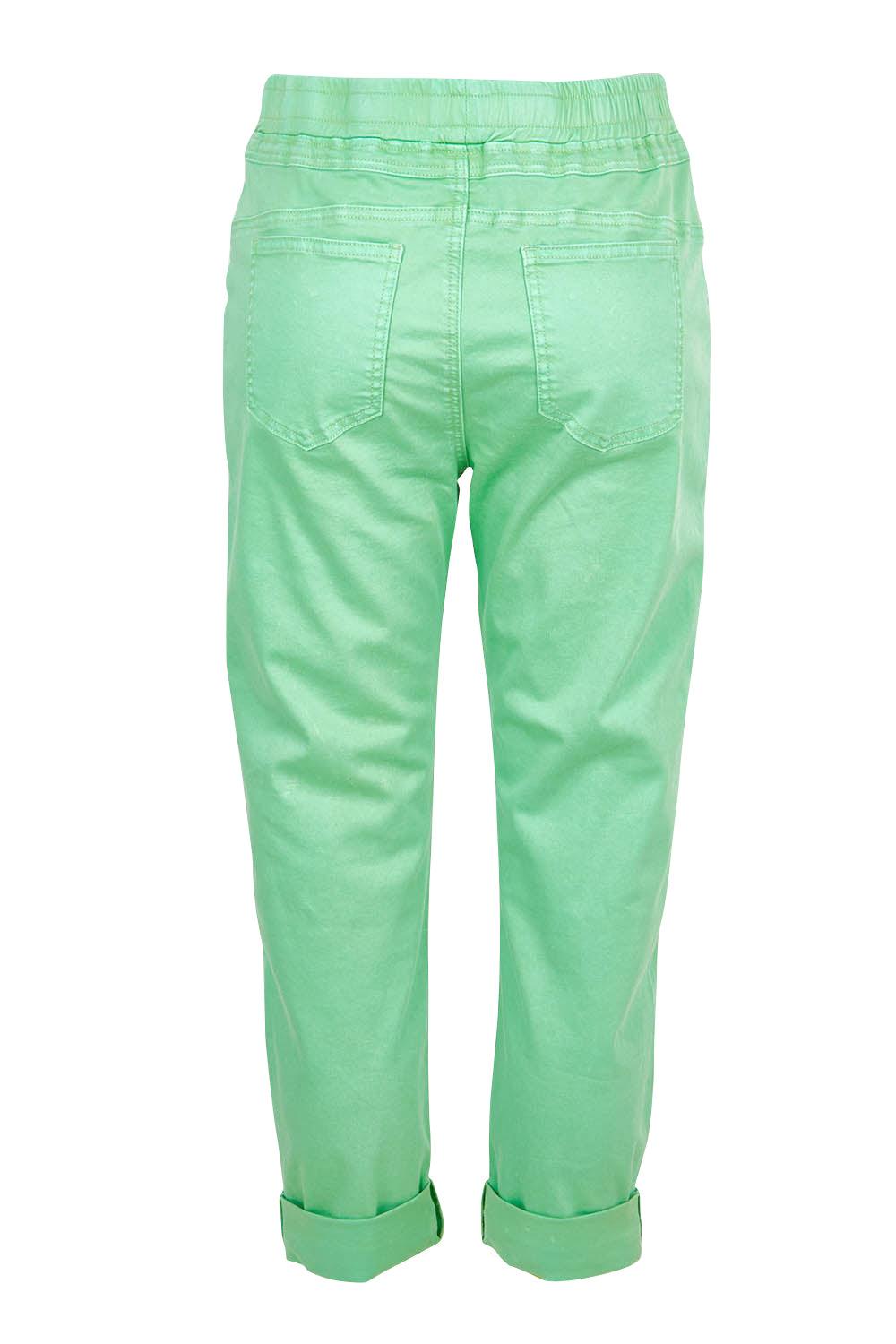 Product shot of the Isabella Cotton Pant in colour Green (Green), from the back