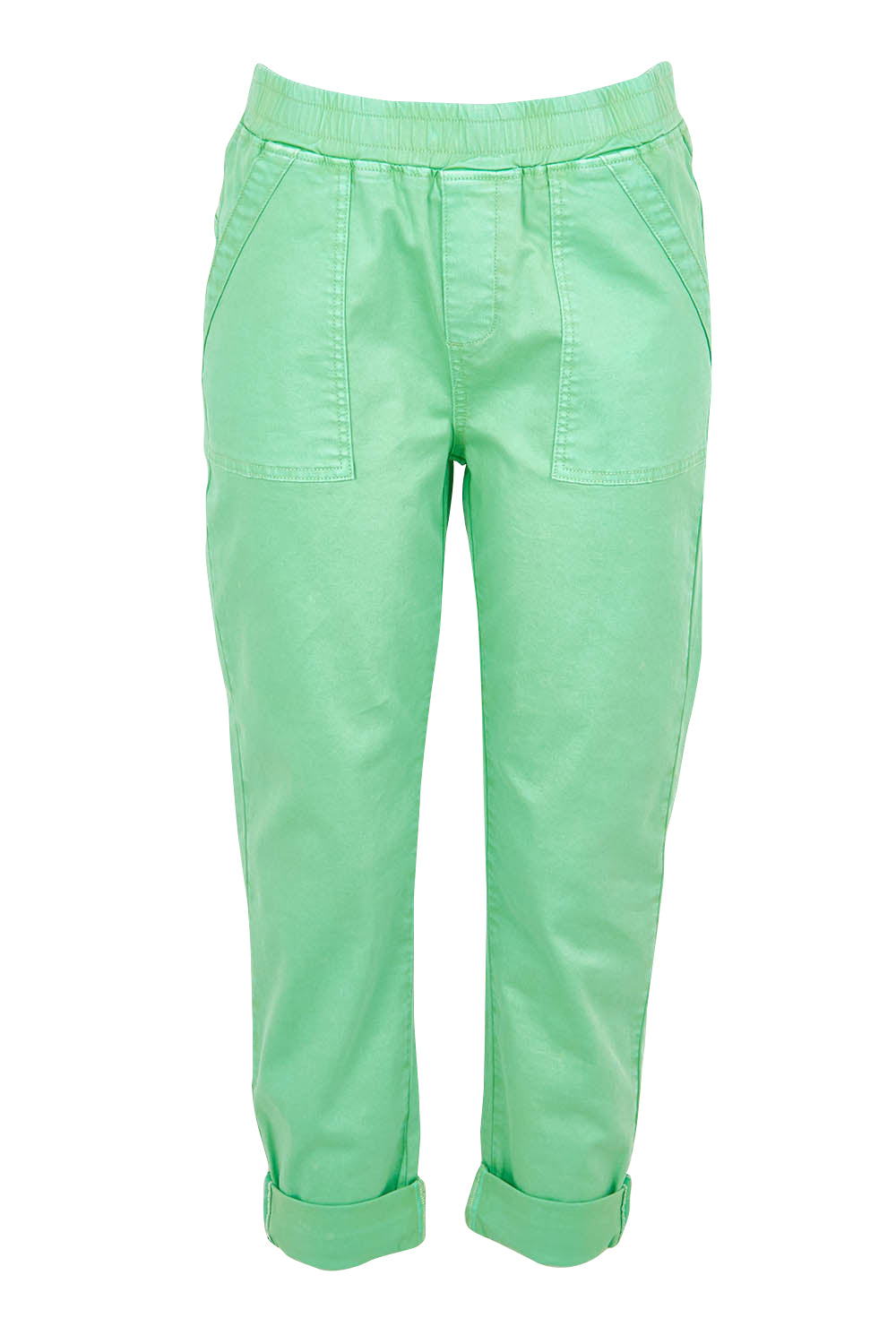 Product shot of the Isabella Cotton Pant in colour Green (Green), from the front