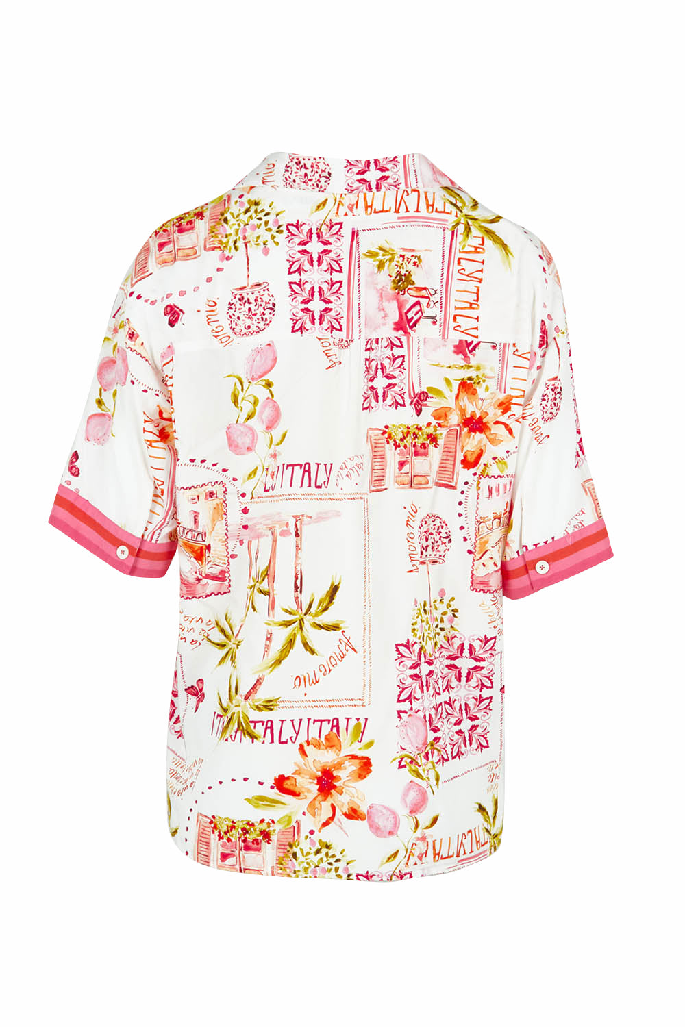 Product shot of the Ciao Bella Shirt in colour Pink (Pink), from the back