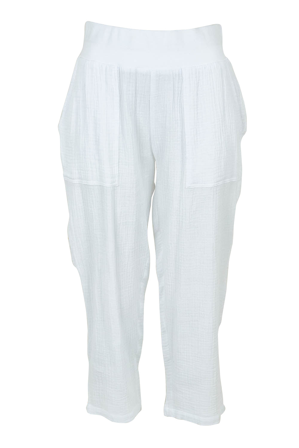 Product shot of the Byron Cotton 7/8 Pant in colour White (White), from the front