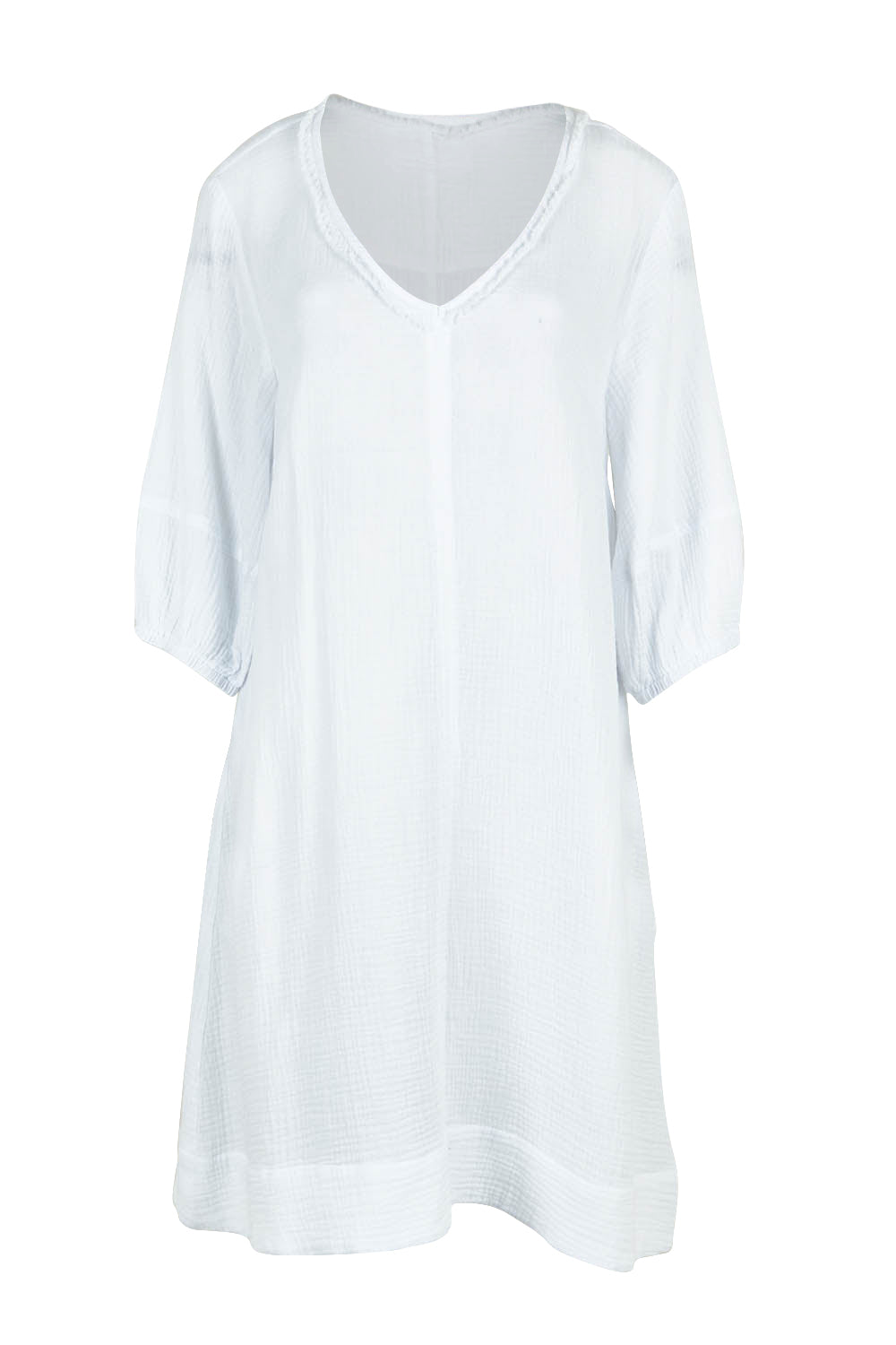 Product shot of the Byron Cotton Dress in colour White (White), from the front
