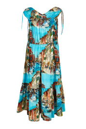 Product shot of the Venice Cotton Dress in colour Blue (Blue), from the front