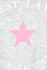 Product shot of the C'est La Vie Cotton Tee in colour Greymarle (Grey), detail