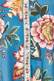 Product shot of the Vintage Rose Shirt in colour Multi (Blue), detail