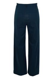 Product shot of The Marine Wide Leg Pant in colour Navy (Blue), from the back