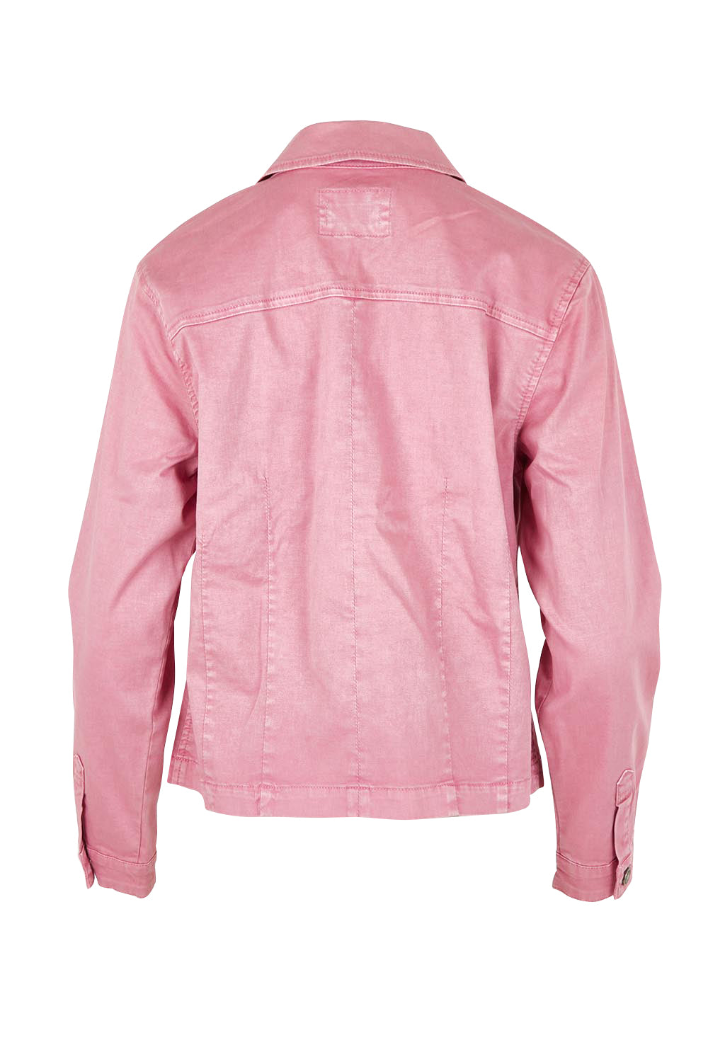 Product shot of the Retro Denim Jacket in colour Pink (Pink), from the back