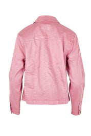 Product shot of the Retro Denim Jacket in colour Pink (Pink), from the back