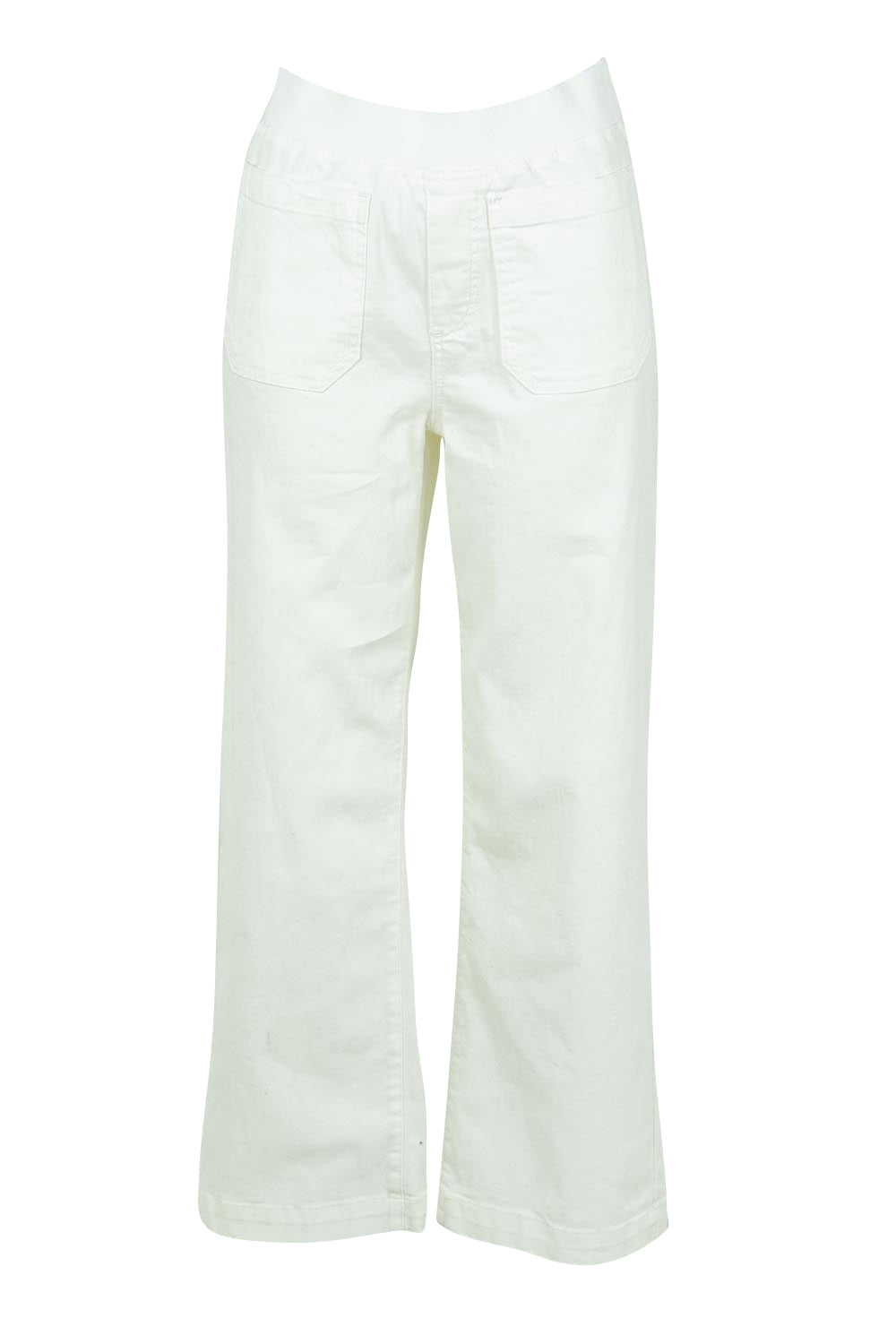 Product shot of the Carpenter Wide Leg Jean in colour Ivory, from the front