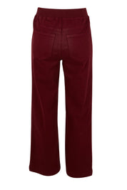 Product shot of the Carpenter Wide Leg Jean in colour Shiraz (Red), from the back