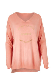 Product shot of the Saint Barth Knit in colour Coral (Pink), from the front