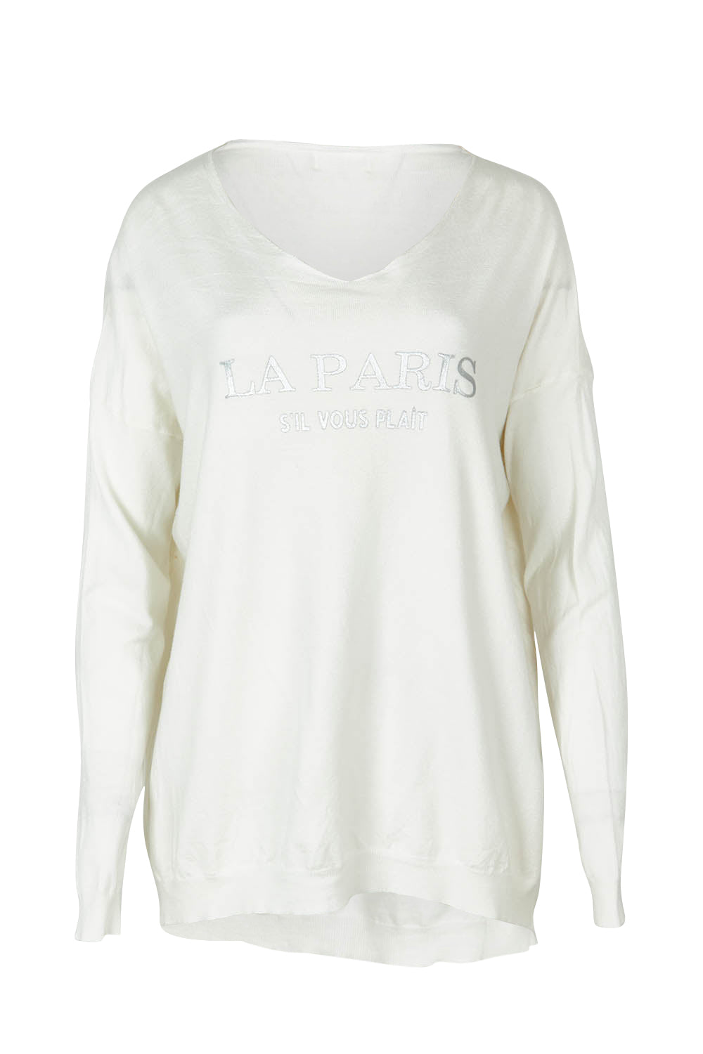 Product shot of the La Paris Knit Jumper in colour White (White), from the front