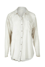 Product shot of the Paige Garment Washed Shirt in colour Natural, from the front