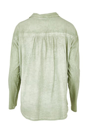 Product shot of the Paige Garment Washed Shirt in colour Washgreen (Green), from the back