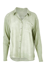 Product shot of the Paige Garment Washed Shirt in colour Washgreen (Green), from the front