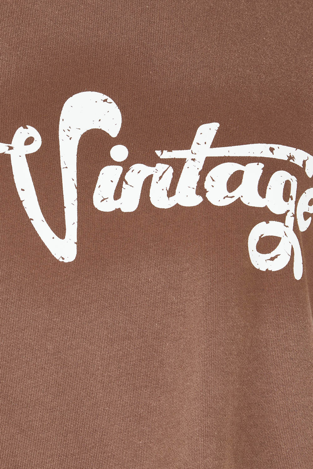 Product shot of the Vintage Cotton Blend Sweatshirt in colour Chocolate, detail