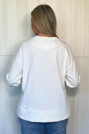 A model wearing the Vintage Cotton Blend Sweatshirt in colour White (White), from the back