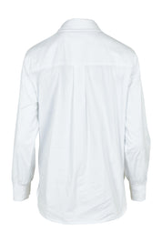 Product shot of the City Rib Cuff Cotton Blend Shirt in colour White (White), from the back