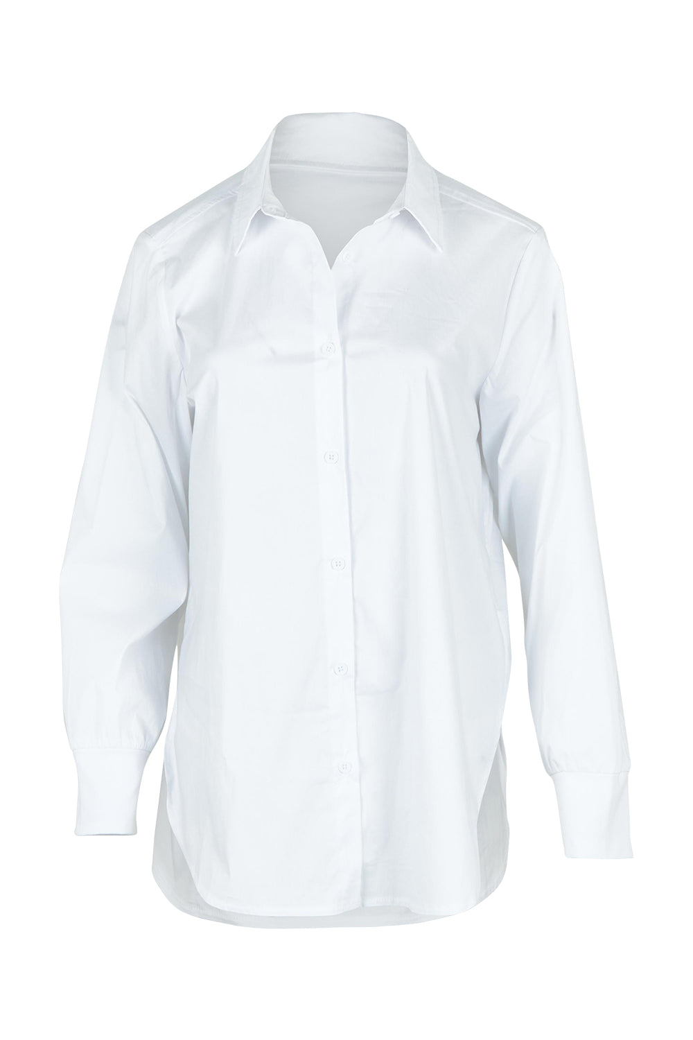 Product shot of the City Rib Cuff Cotton Blend Shirt in colour White (White), from the front