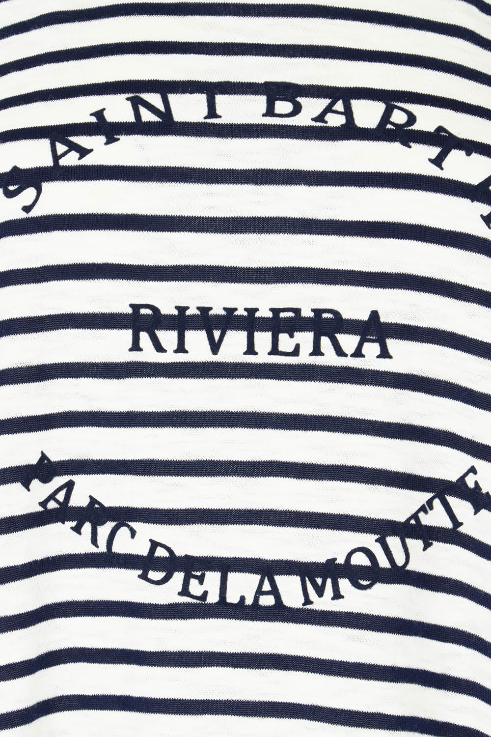 Product shot of the Riviera Cotton Blend Tee in colour Navywhite (Blue), detail