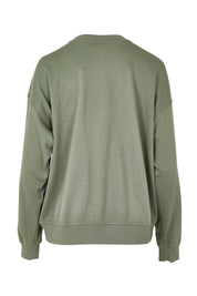 Product shot of the Voila Cotton Blend Sweat in colour Khaki (Green), from the back