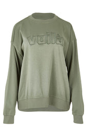 Product shot of the Voila Cotton Blend Sweat in colour Khaki (Green), from the front