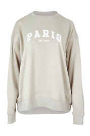 Product shot of the Paris Cotton Blend Sweat in colour Stone, from the front