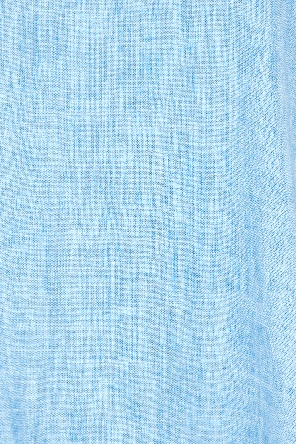 Product shot of The Sienna Linen Blend Tee in colour Blue (Blue), detail