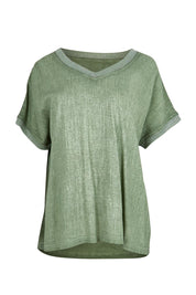 The Sienna Linen Blend Tee - Olive