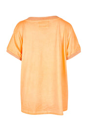 Product shot of The Sienna Linen Blend Tee in colour Orange, from the back