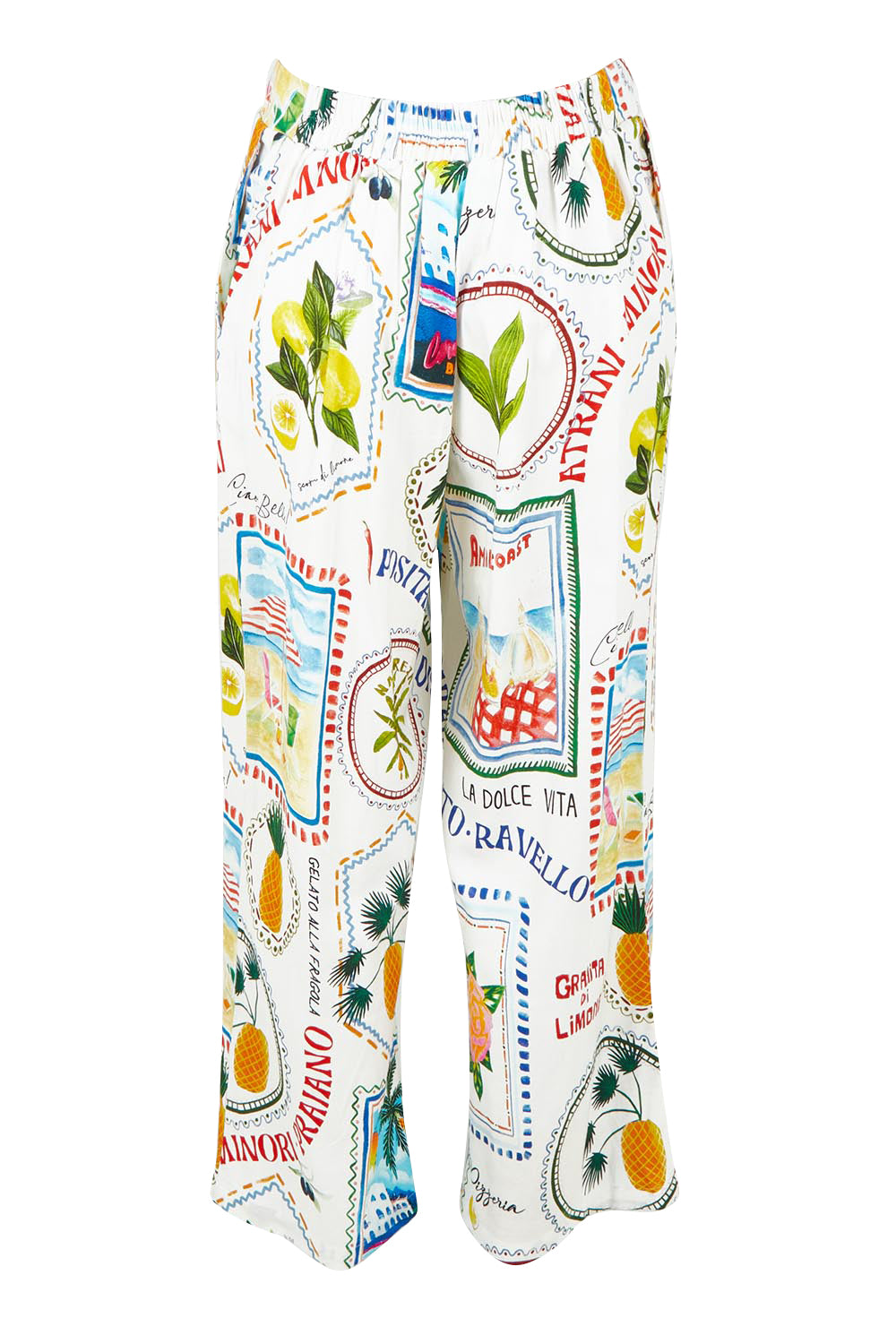 Product shot of the Amalfi Linen Blend Pant in colour Blue, from the back