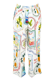 Product shot of the Amalfi Linen Blend Pant in colour Blue, from the back