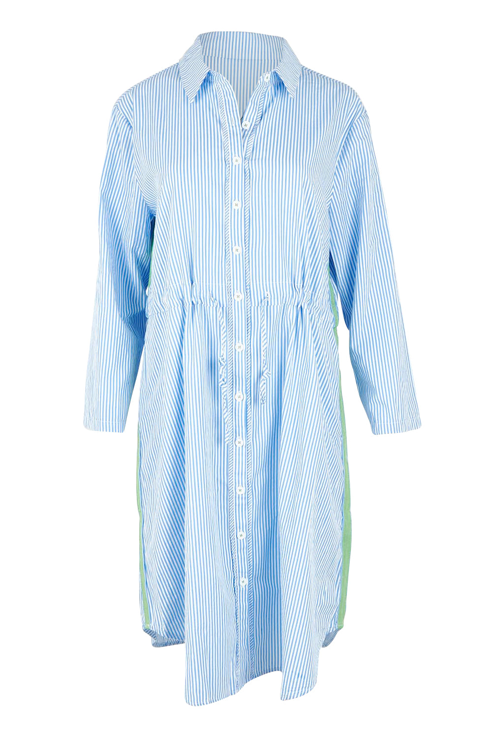 Product shot of the Skyler Stripe Cotton Dress in colour Blue (Blue), detail