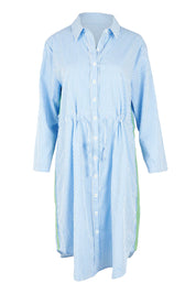 Product shot of the Skyler Stripe Cotton Dress in colour Blue (Blue), detail