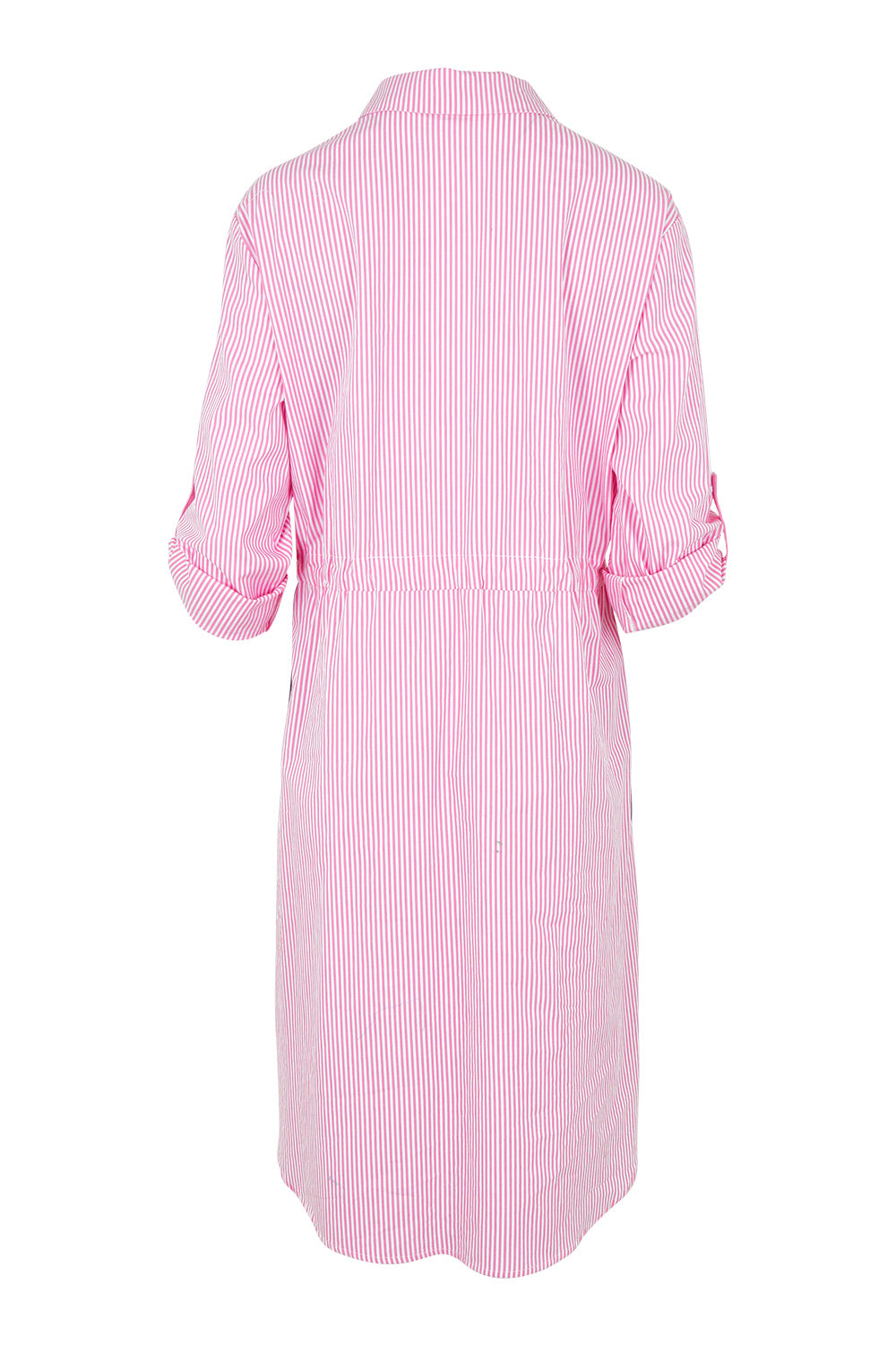Product shot of the Skyler Stripe Cotton Dress in colour Pink (Pink), from the back