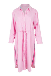 Product shot of the Skyler Stripe Cotton Dress in colour Pink (Pink), detail