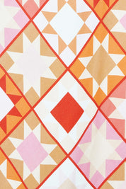 Product shot of the Corfu Print Linen Blend Skirt in colour Mango, detail