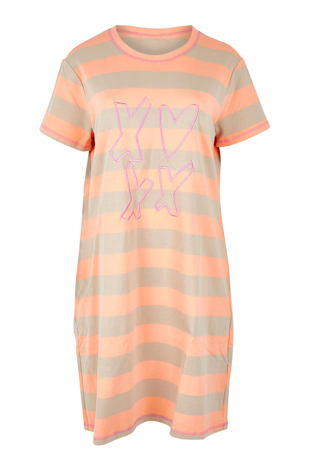 Product shot of the Love & Kisses Cotton Dress in colour Mango, from the front