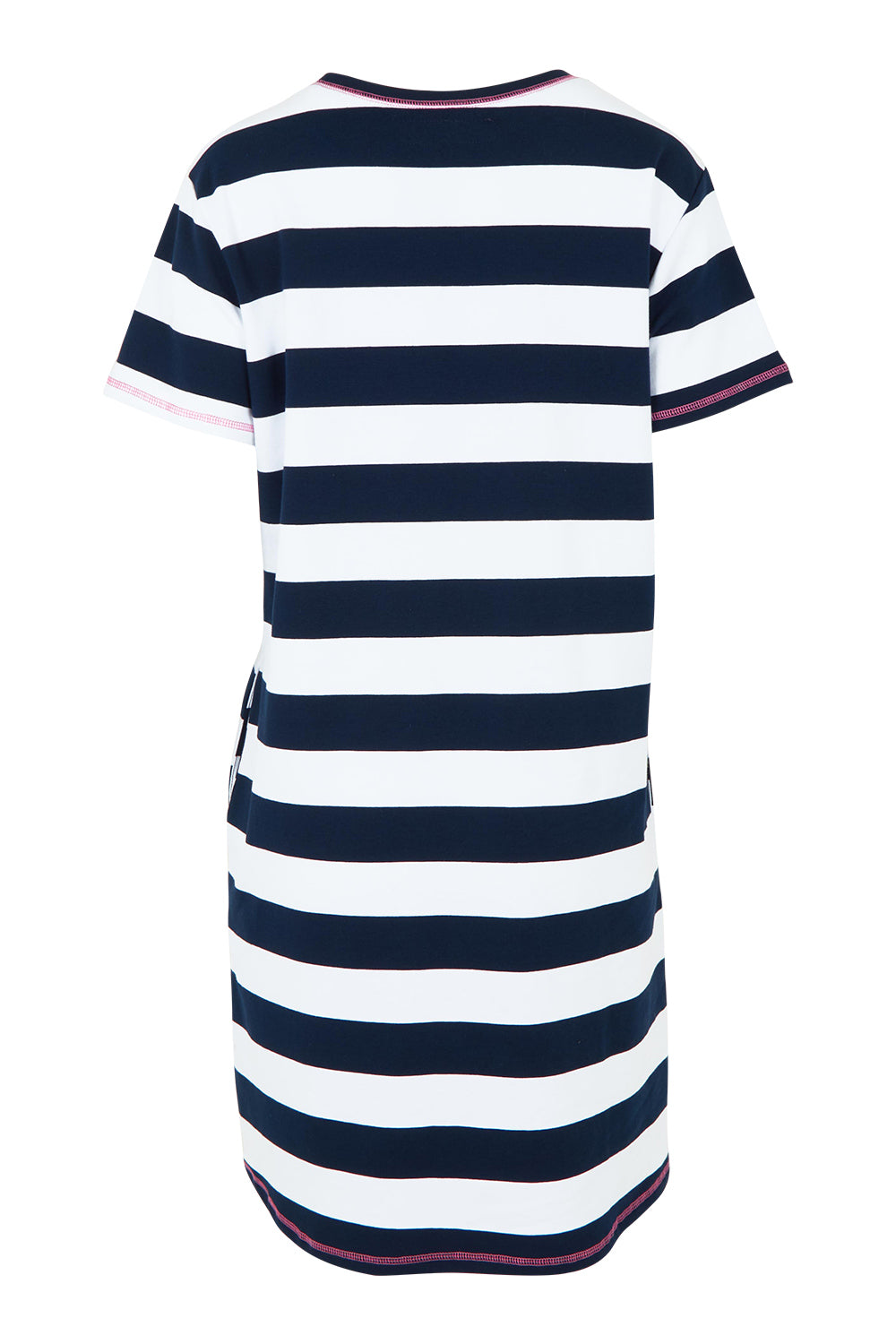 Product shot of the Love & Kisses Cotton Dress in colour Navypink (Blue), from the back