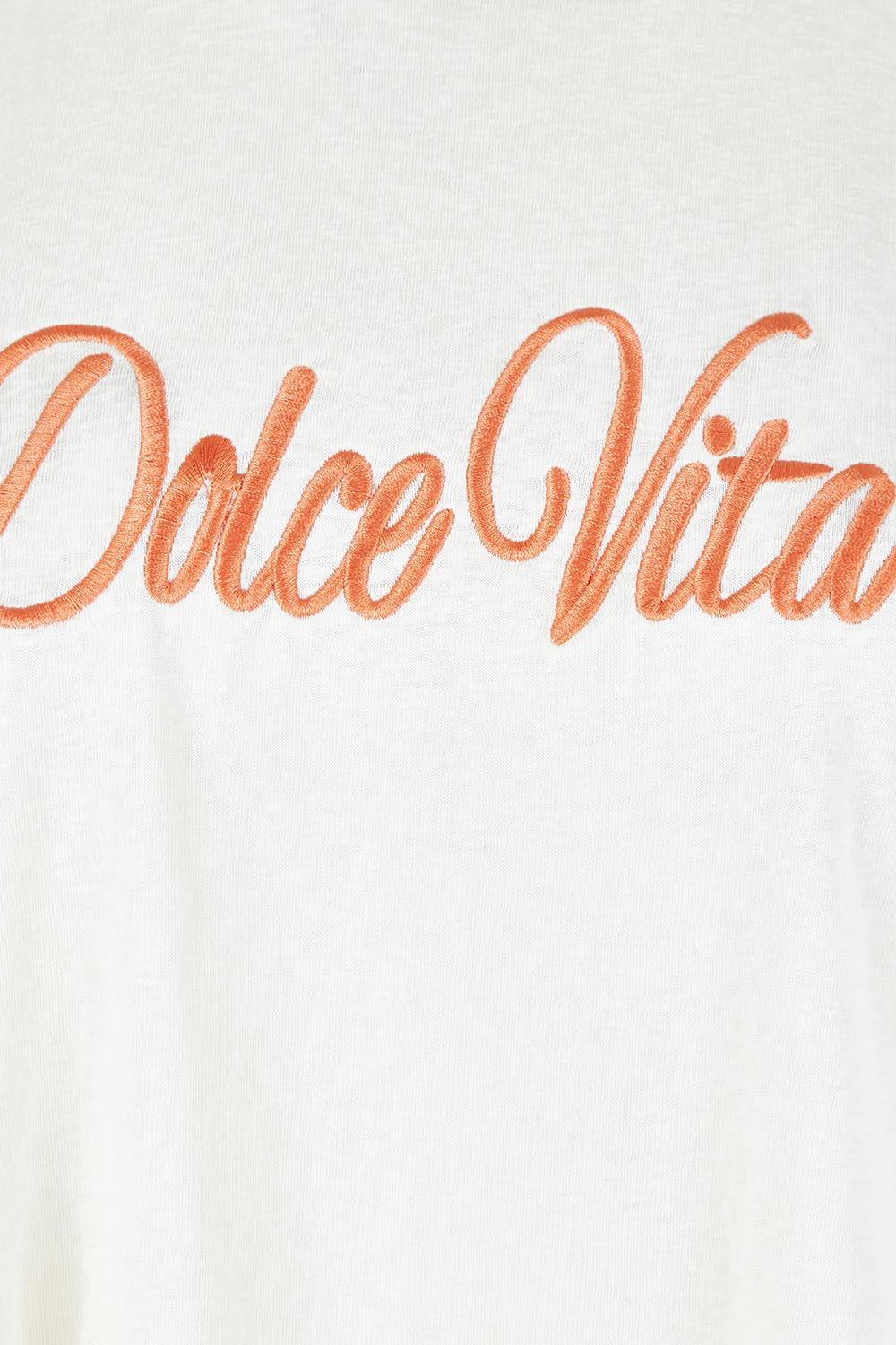 Product shot of the Dolce Vita Cotton Blend Tee in colour Natural, detail