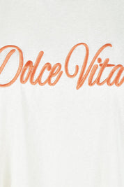 Product shot of the Dolce Vita Cotton Blend Tee in colour Natural, detail